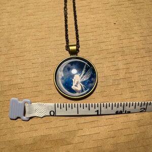 Fairy Pendant Necklace with Blue and Gold Accents